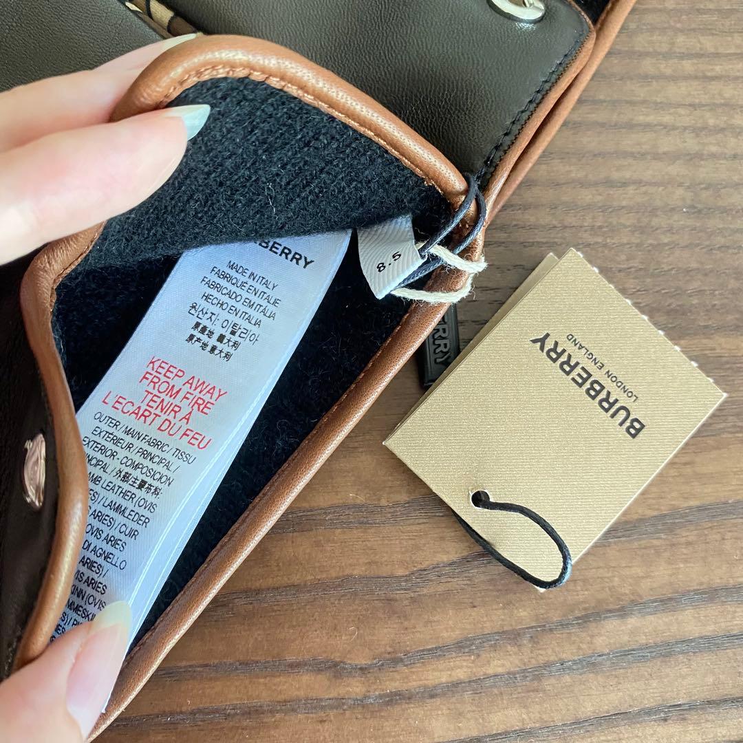 ラスト１【新品】Burberry バーバリー TBロゴ レザー 手袋 グローブ