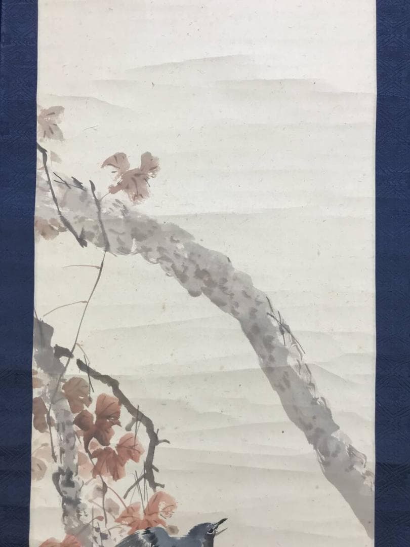 真作/池上秀畝/花鳥図/紅葉小禽図/秋草小鳥図/掛軸/名家伝来/AH-711