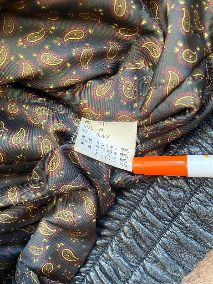 短丈 古着 ラムレザー レザージャケット ブラック Mサイズ 美品 アメカジ