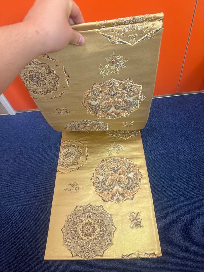 2681袋帯 古代彫金紋 西陣織 金糸　高級上質上品　約440cm 未使用