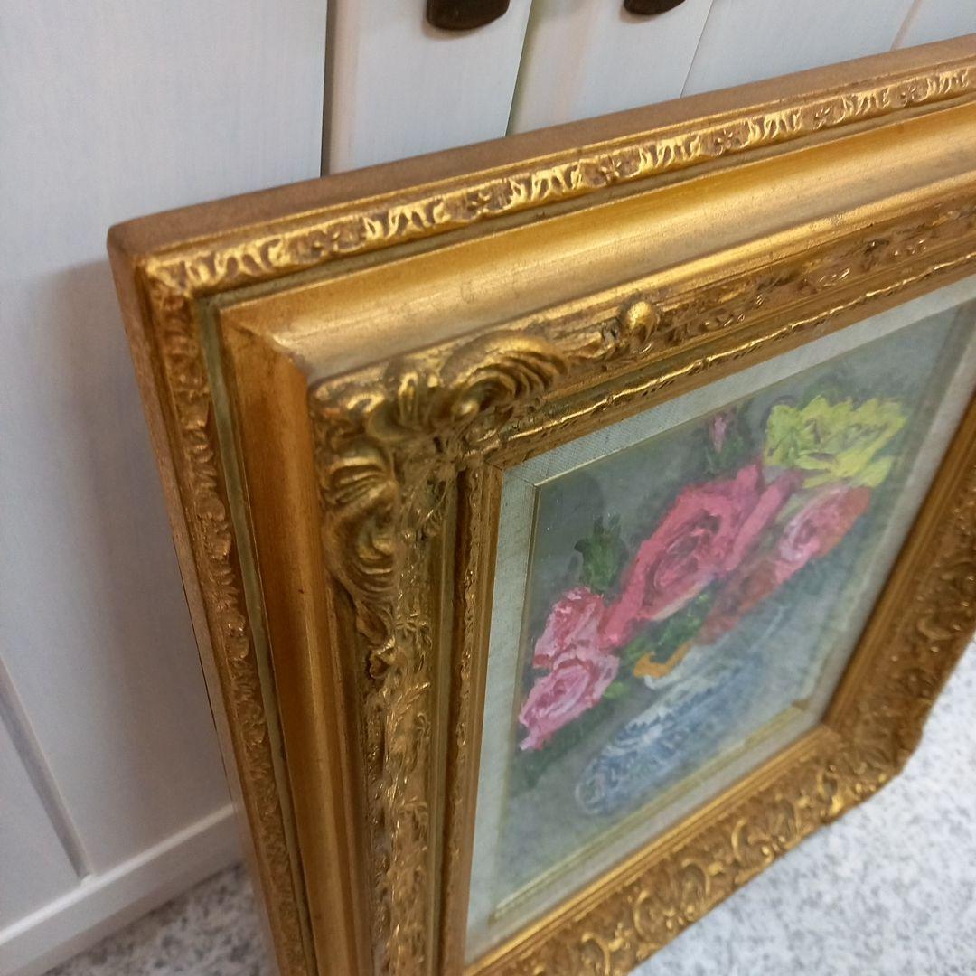 松本富太郎　スペイン壷の薔薇　油絵　油彩画　絵画