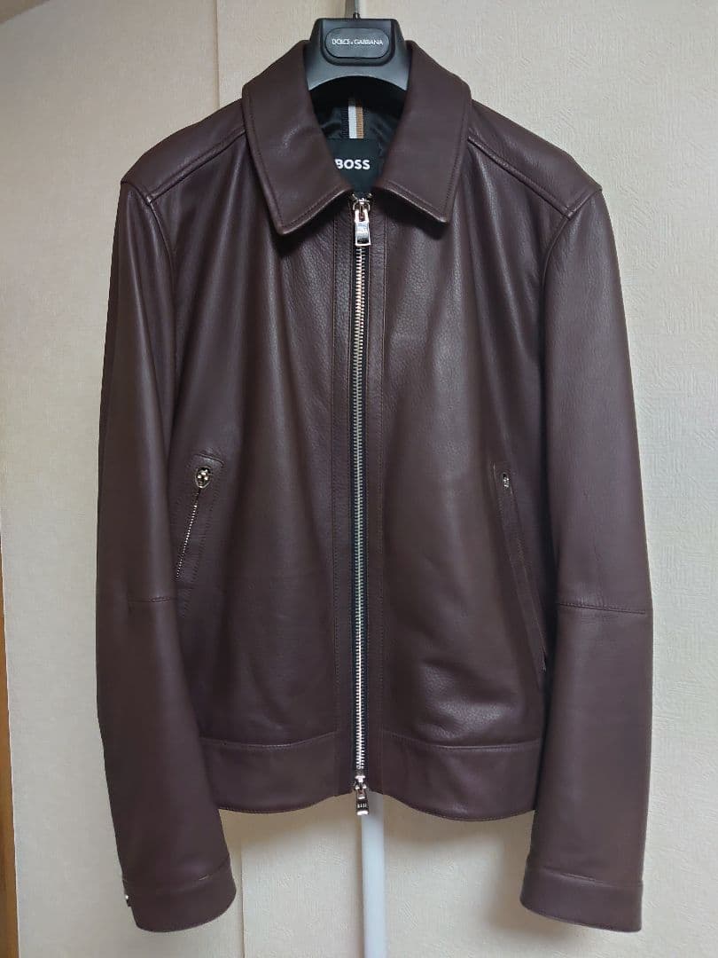 現行タグ 美品 HUGO BOSS ブラウン レザージャケット サイズ46