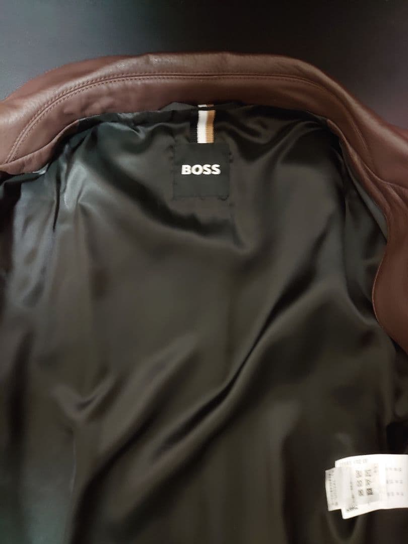 現行タグ 美品 HUGO BOSS ブラウン レザージャケット サイズ46