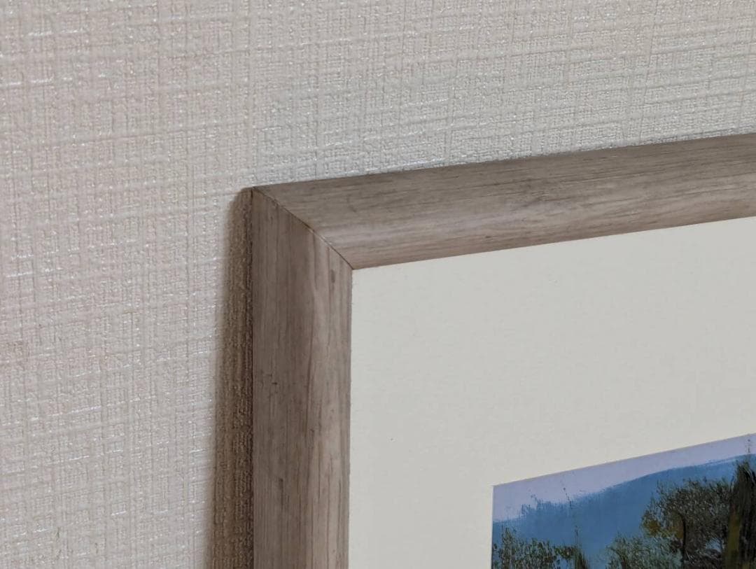 【真作】絵画　油彩　湖畔の教会とアルプス　風景画　洋画風景　W125