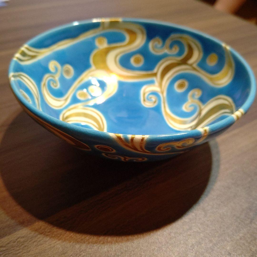 京焼　清水焼　新品未使用　抹茶茶碗　平茶碗　茶道　夏茶碗　波