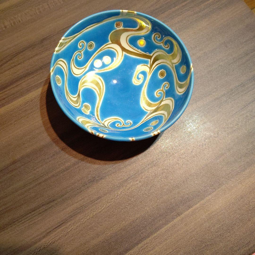 京焼　清水焼　新品未使用　抹茶茶碗　平茶碗　茶道　夏茶碗　波