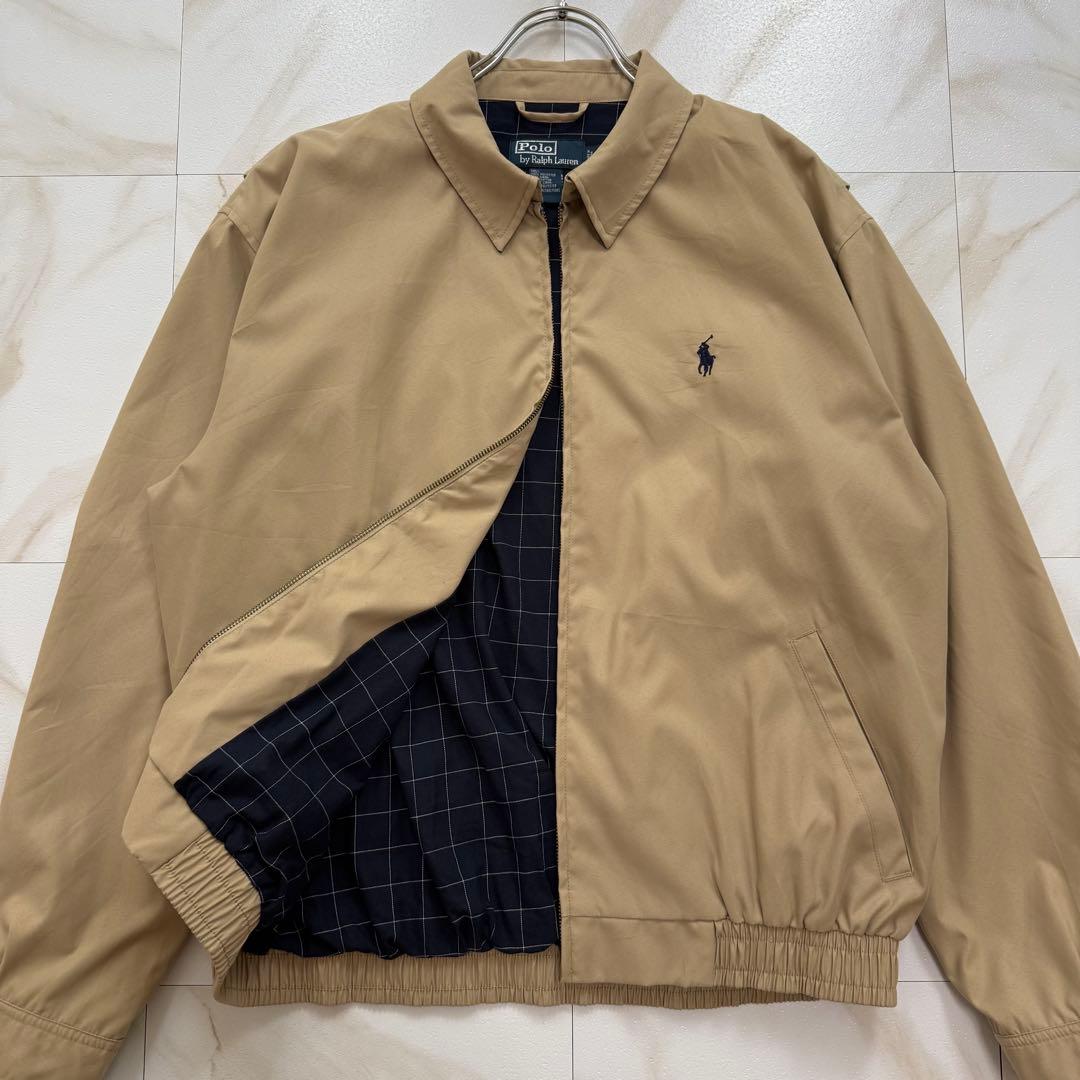 美品✨ポロ ラルフローレン スイングトップ 黒ポニー刺繍 ベージュ L