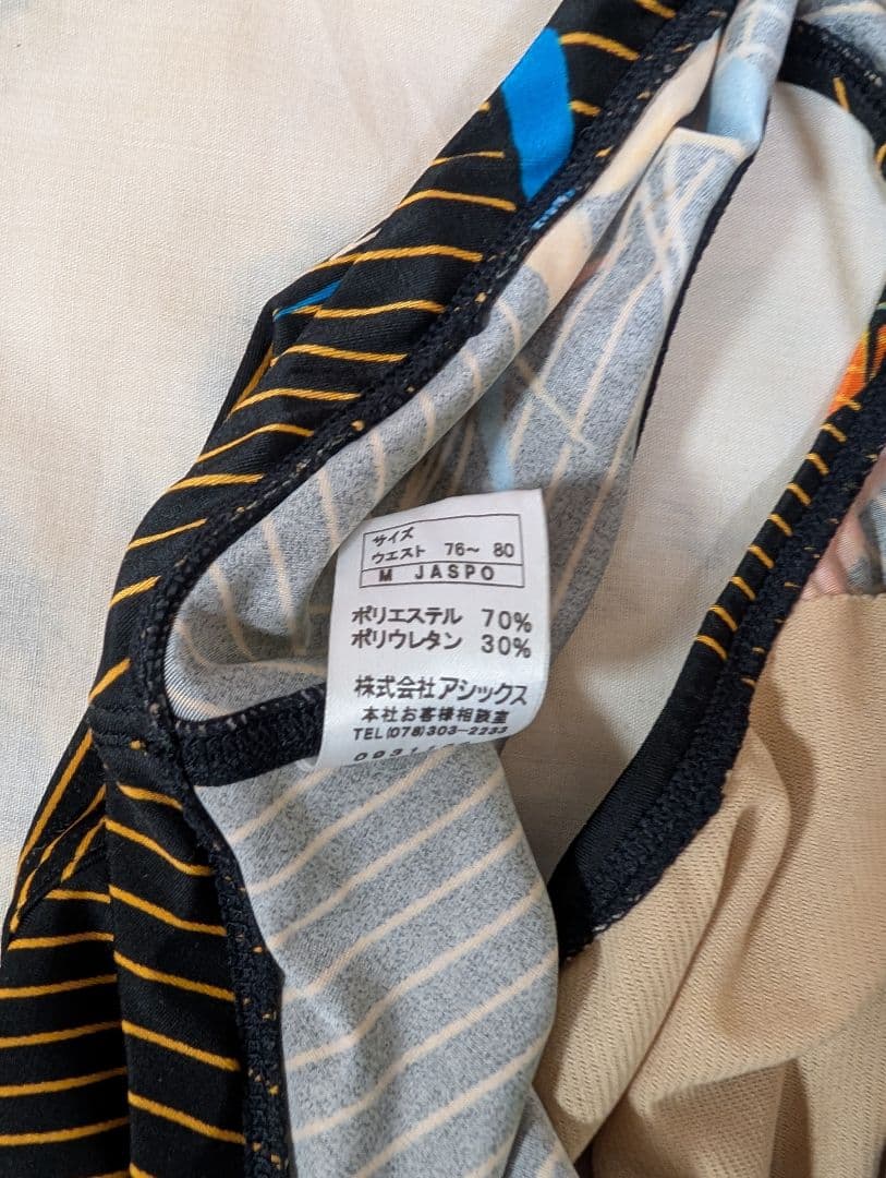 アシックス 競泳水着（競パン） AM3067 黒/オレンジ/青