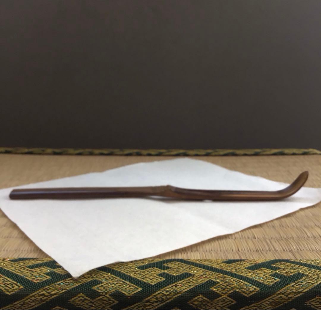 茶道具　茶杓　銘:左近楼•右近橘　松尾流九代半古斎作•書付　共筒　共箱S46CS