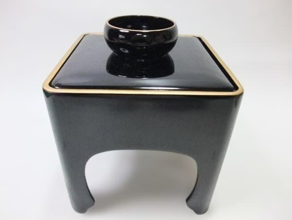 漆塗り三段重ね膳 桜模様三ッ盃 本錫 錫半 三ッ盃 天然木 本漆器 盃台