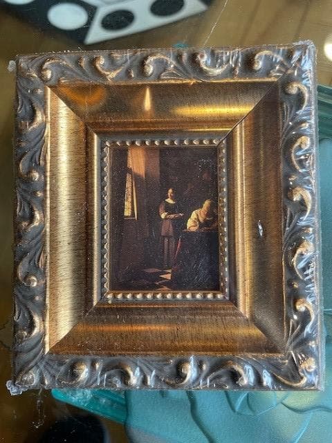 手紙を書く婦人　ミニ絵画