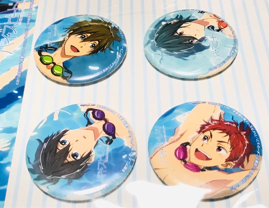 未開封品◎デカ缶バッジ＆缶バッジ＆絆創膏 Free! 映画ハイ☆スピード！七瀬遙