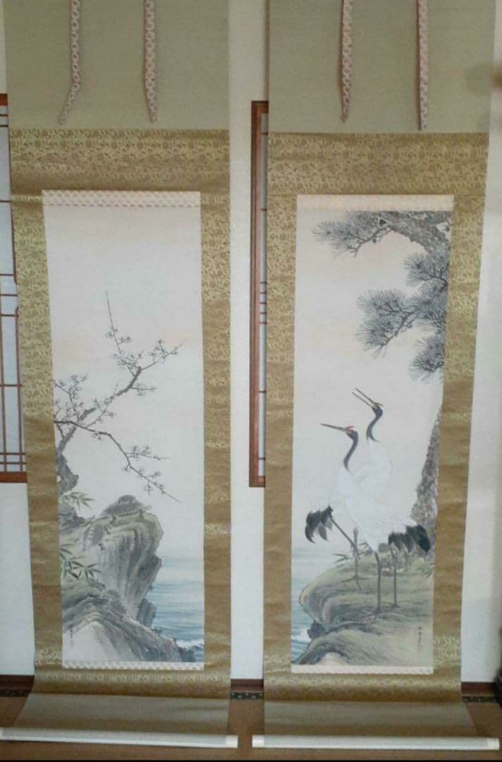 掛け軸/松竹梅鶴亀/2本