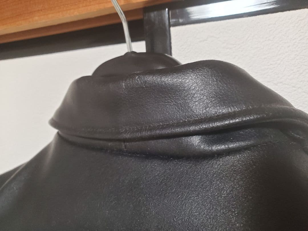 【希少】　ハーレー革ジャン　ファイヤーパターン レザージャケット刺繍 L 黒