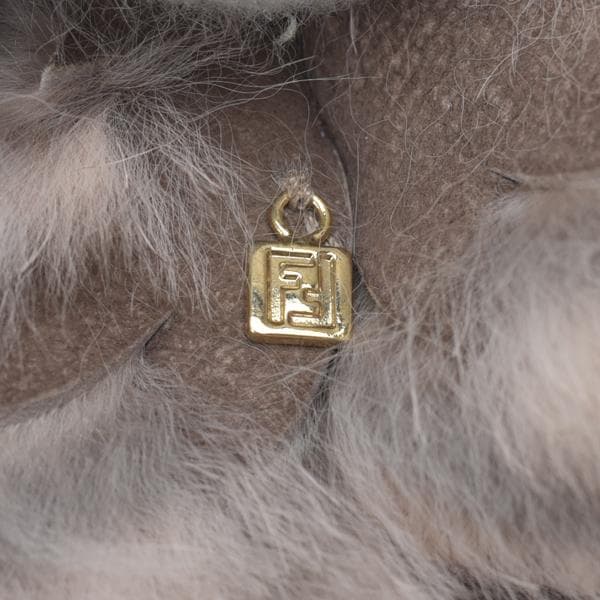 未使用◇FENDI フェンディ ファー ブローチ ピンク ブラウン 箱付き 花