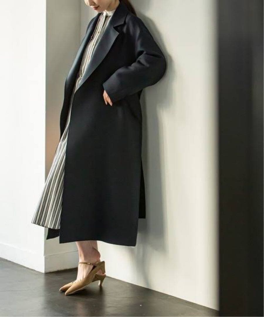 Noble トリプルクロスラフチェスターコート　ネイビー　36サイズ