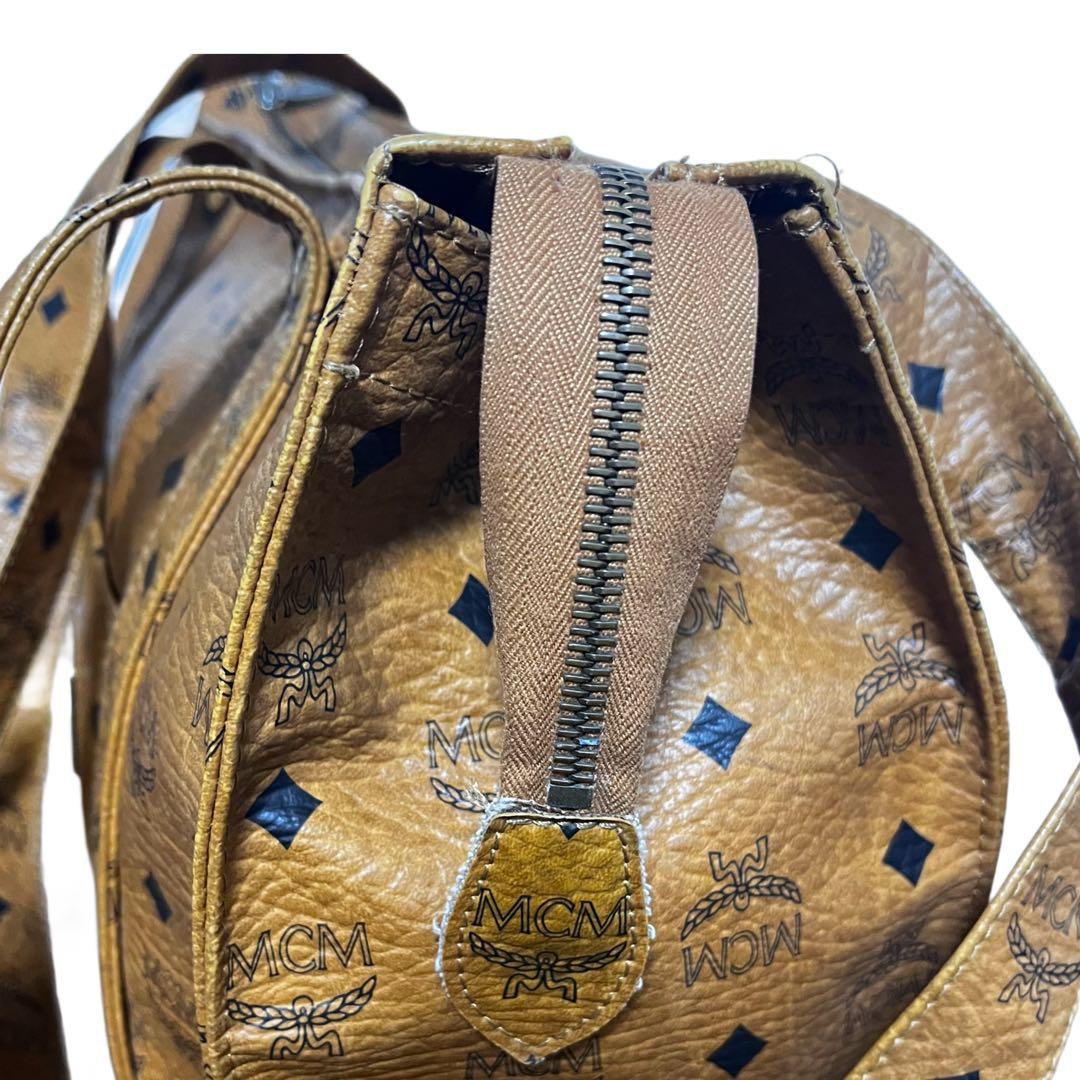 MCM トートバッグ　ヴィセトス柄　レザー　肩がけ　茶　ブラウン