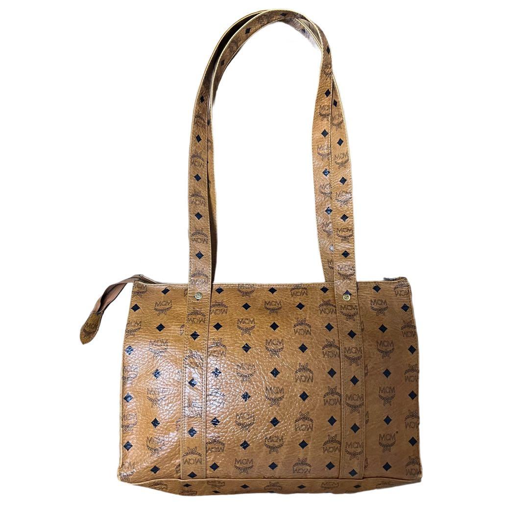 MCM トートバッグ　ヴィセトス柄　レザー　肩がけ　茶　ブラウン