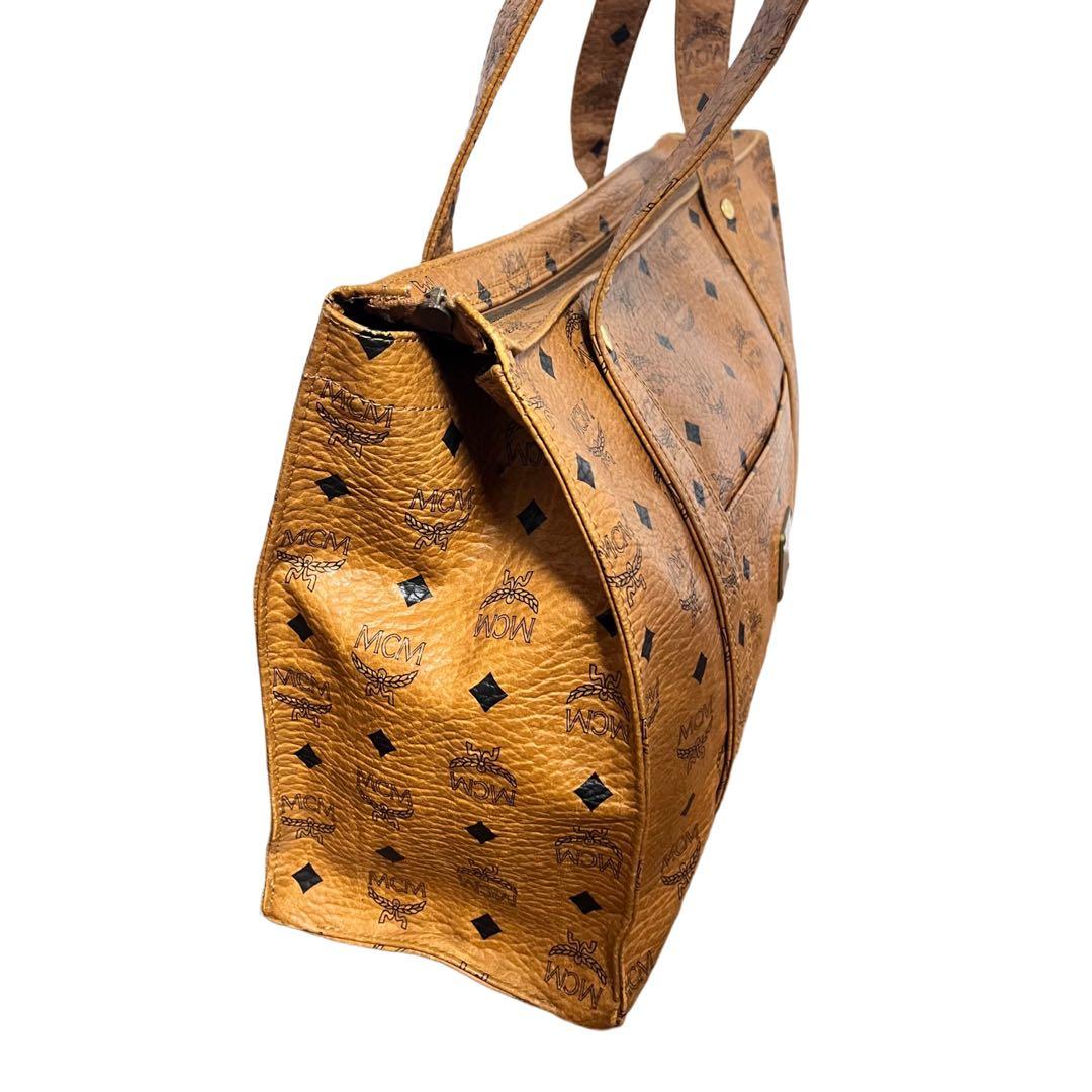 MCM トートバッグ　ヴィセトス柄　レザー　肩がけ　茶　ブラウン