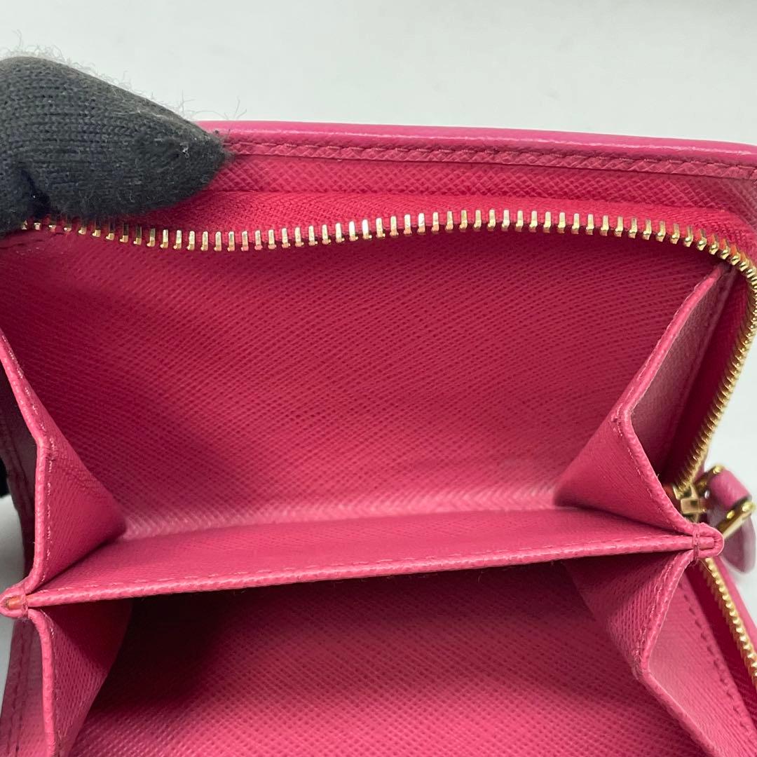 2814 PRADA プラダ 折り財布 コンパクトウォレット ピンク レザー