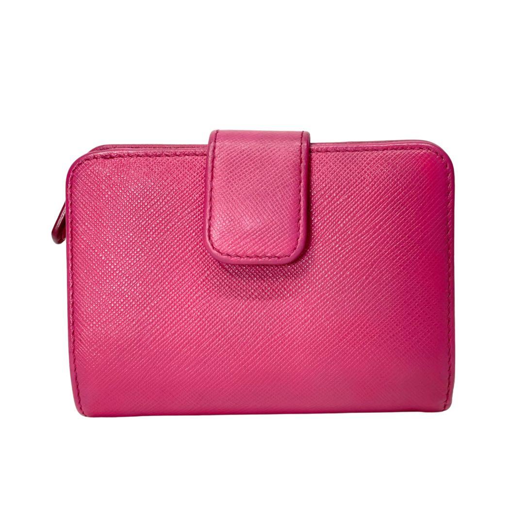 2814 PRADA プラダ 折り財布 コンパクトウォレット ピンク レザー