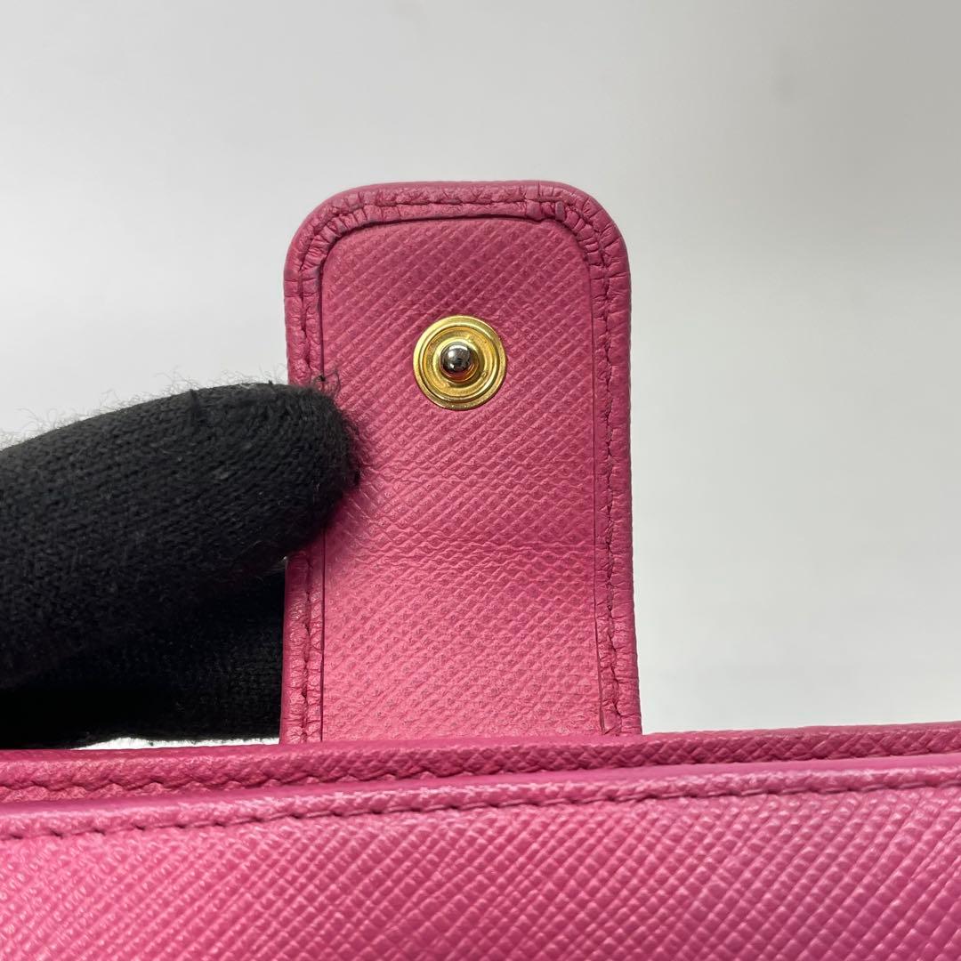 2814 PRADA プラダ 折り財布 コンパクトウォレット ピンク レザー