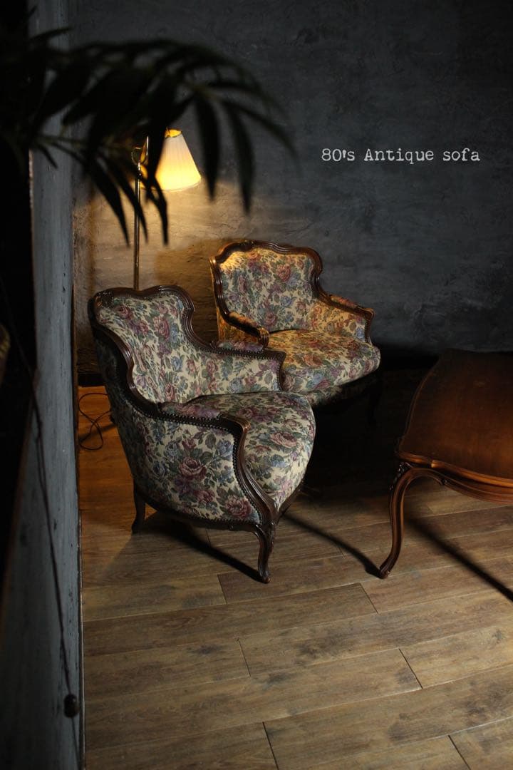 首都圏送無料〜80's アンティーク 花柄　ソファ　2台目　エスハウスインテリア