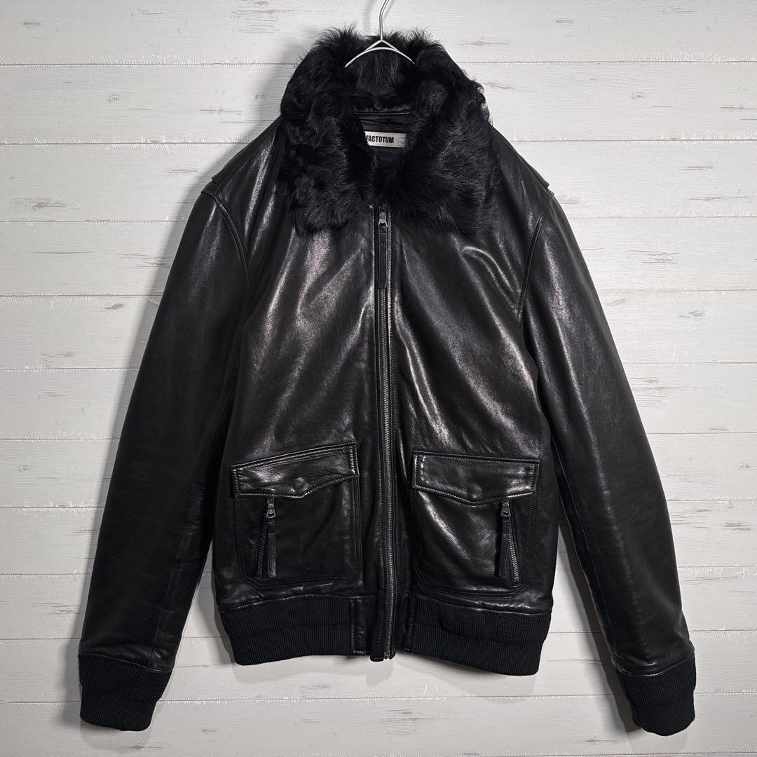 【入手困難】FACTOTUM 白虎刺繍 ボア付き レザージャケット L 本革.
