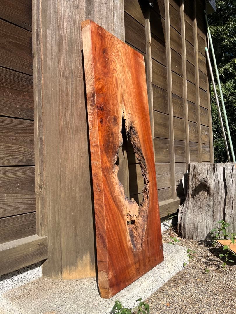 ★国産欅の一枚板※加工済　レジン/テーブル/無垢材/天板/DIY/穴あき