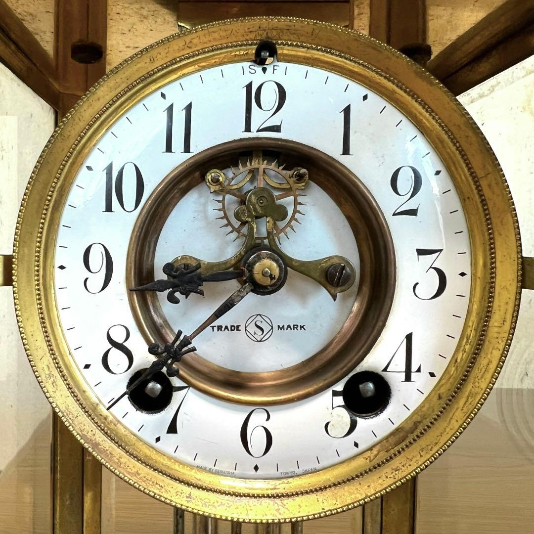 《希少＆入手困難》アンティーク 精工舎大理石水銀振り子ゼンマイ式古時計