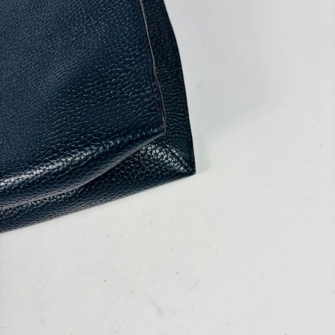 美品　ADMJ 　ポーチ付　ワンショルダーバッグ　ネイビー　ゴールド金具　日本製