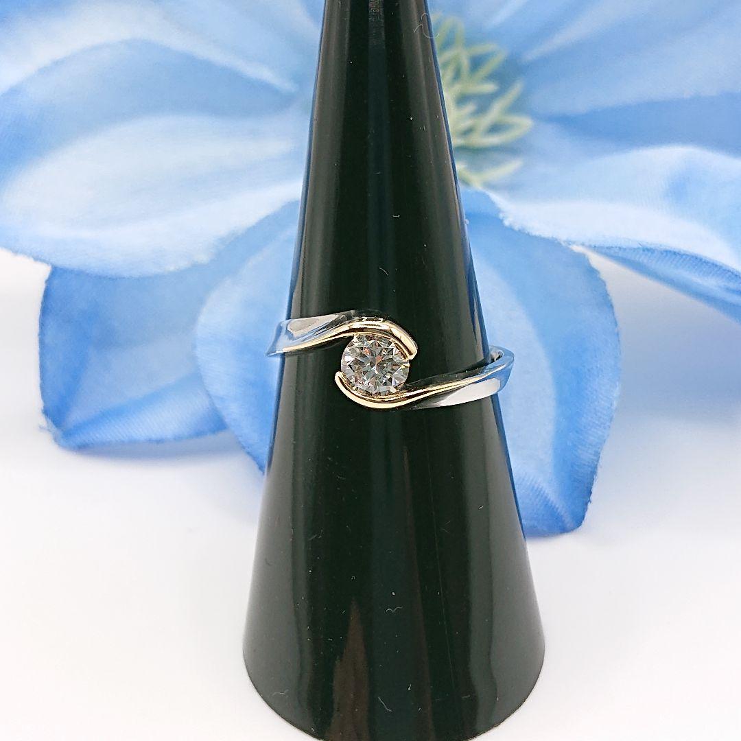 Jazz Singer様エレガント 一粒天然ダイヤモンドリングPt900/K18