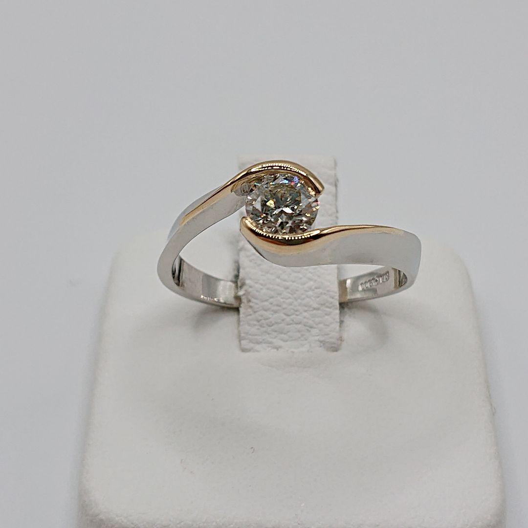 Jazz Singer様エレガント 一粒天然ダイヤモンドリングPt900/K18