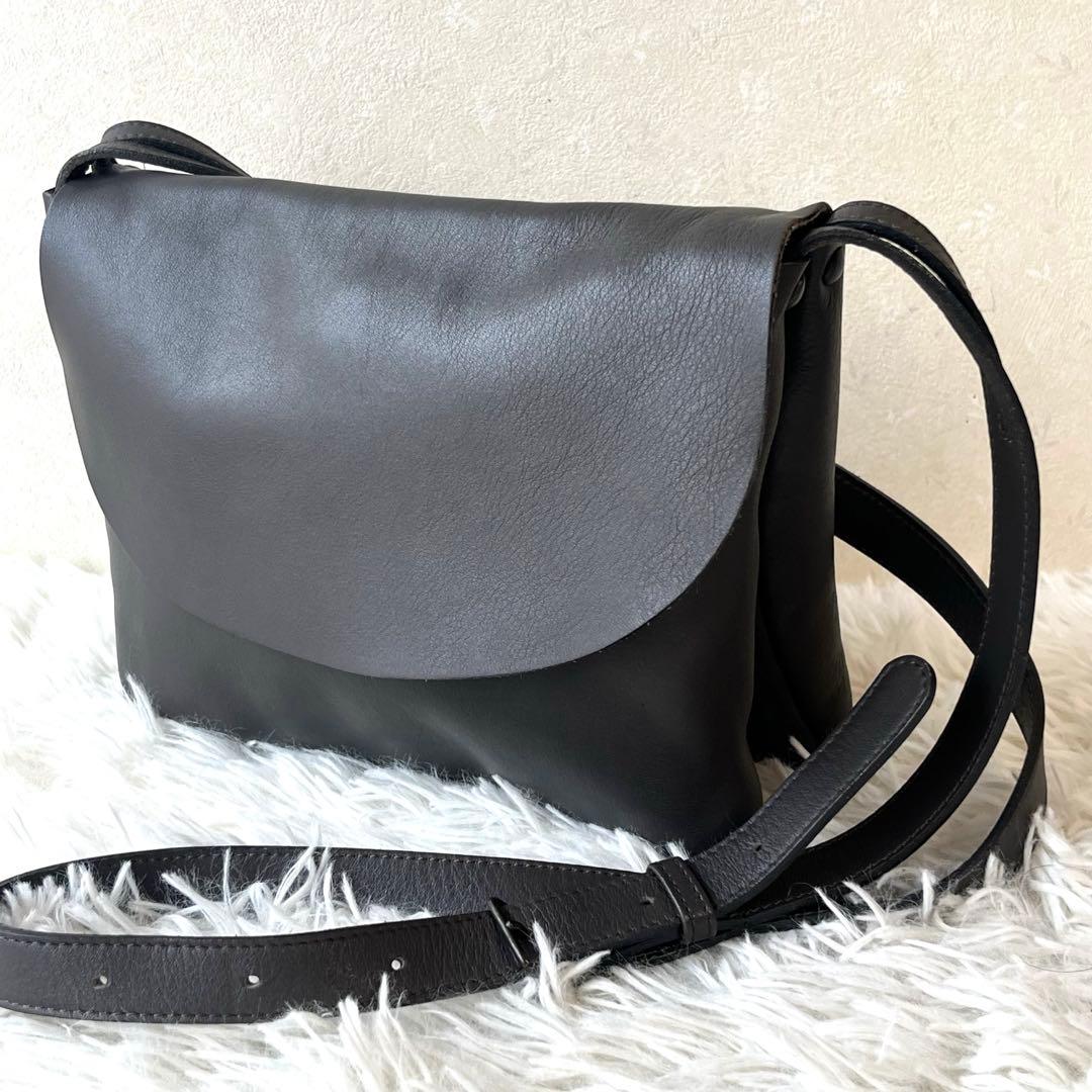 JURGEN LEHL ヨーガンレール レザー ショルダーバッグ　ダークグレー