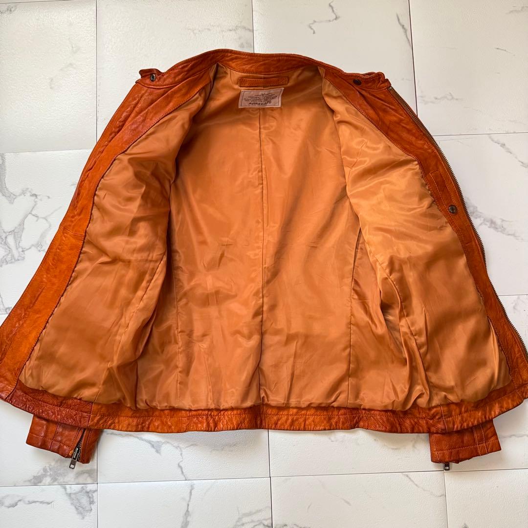 AVIREX アヴィレックス ゴートスキン パッチ シングルライダースジャケット