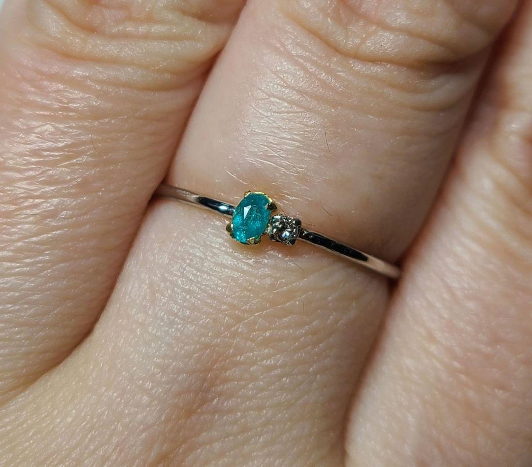 ★バターリャパライバトルマリン&アーガイルピンクダイヤモンド18金&Ptリング★