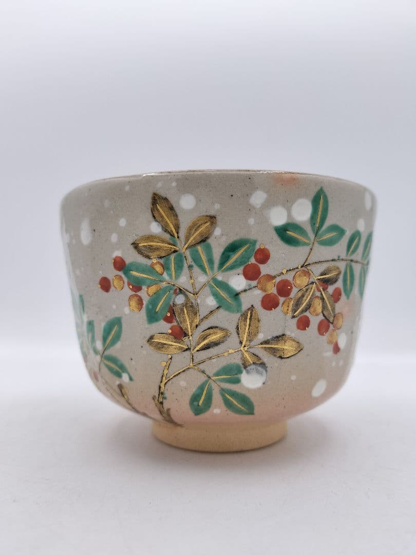 c167【未使用】茶碗 半筒 乾山 雪南天 杣山 南口閑粋 木箱 茶道 NI13