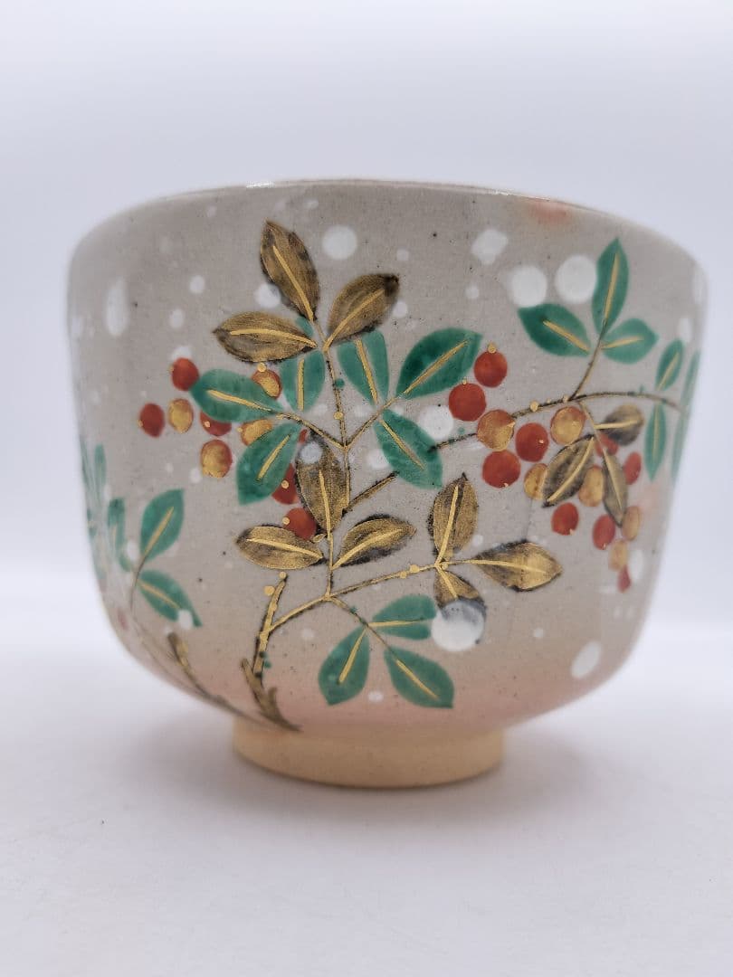 c167【未使用】茶碗 半筒 乾山 雪南天 杣山 南口閑粋 木箱 茶道 NI13