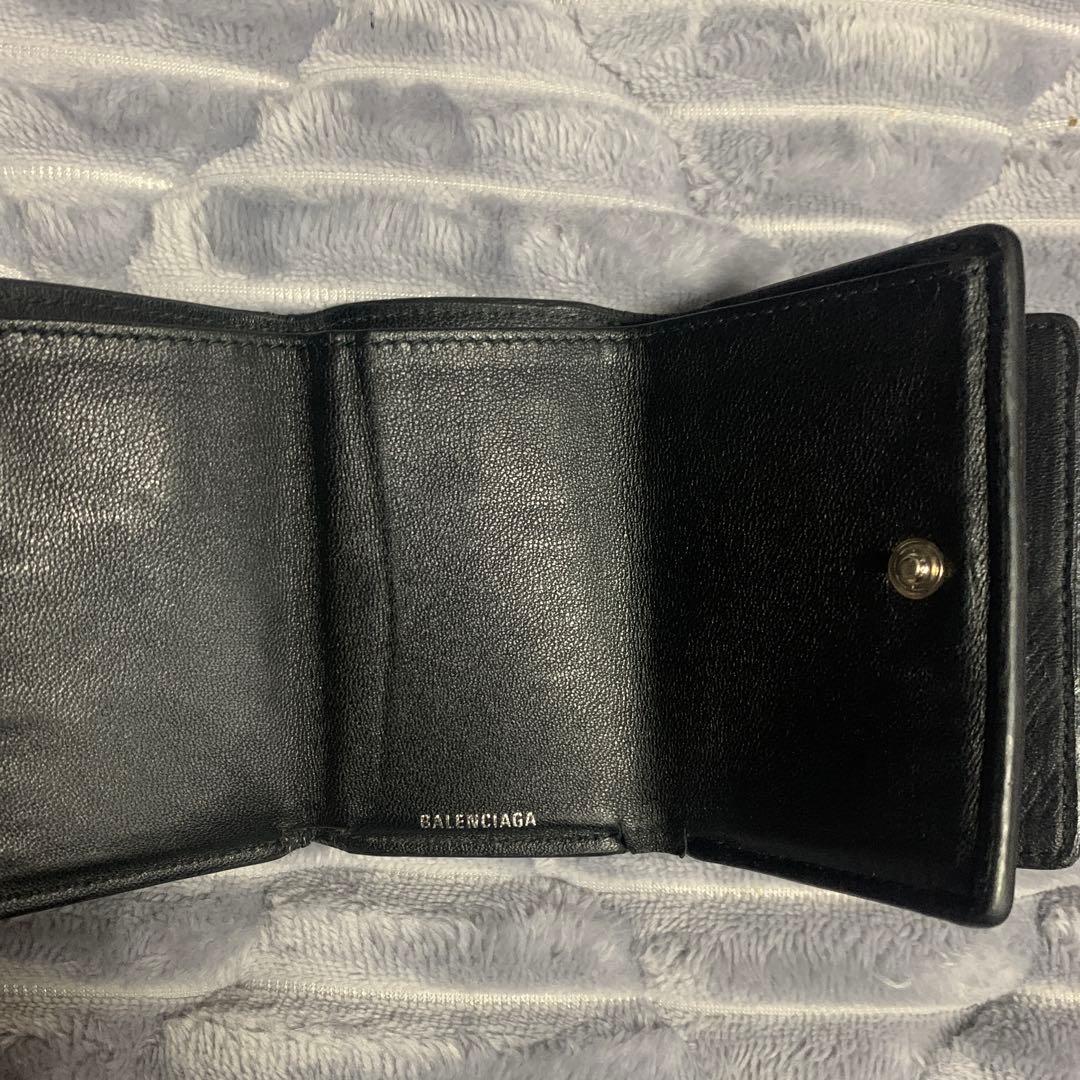 美品 バレンシアガ エブリデイ 三つ折り財布 ロゴ レザー ユニセックス 黒