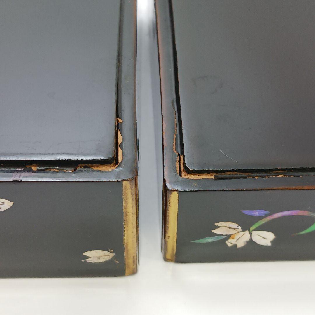 Y2447-6 長崎螺鈿 青貝蒔絵 三段重箱 共箱　う