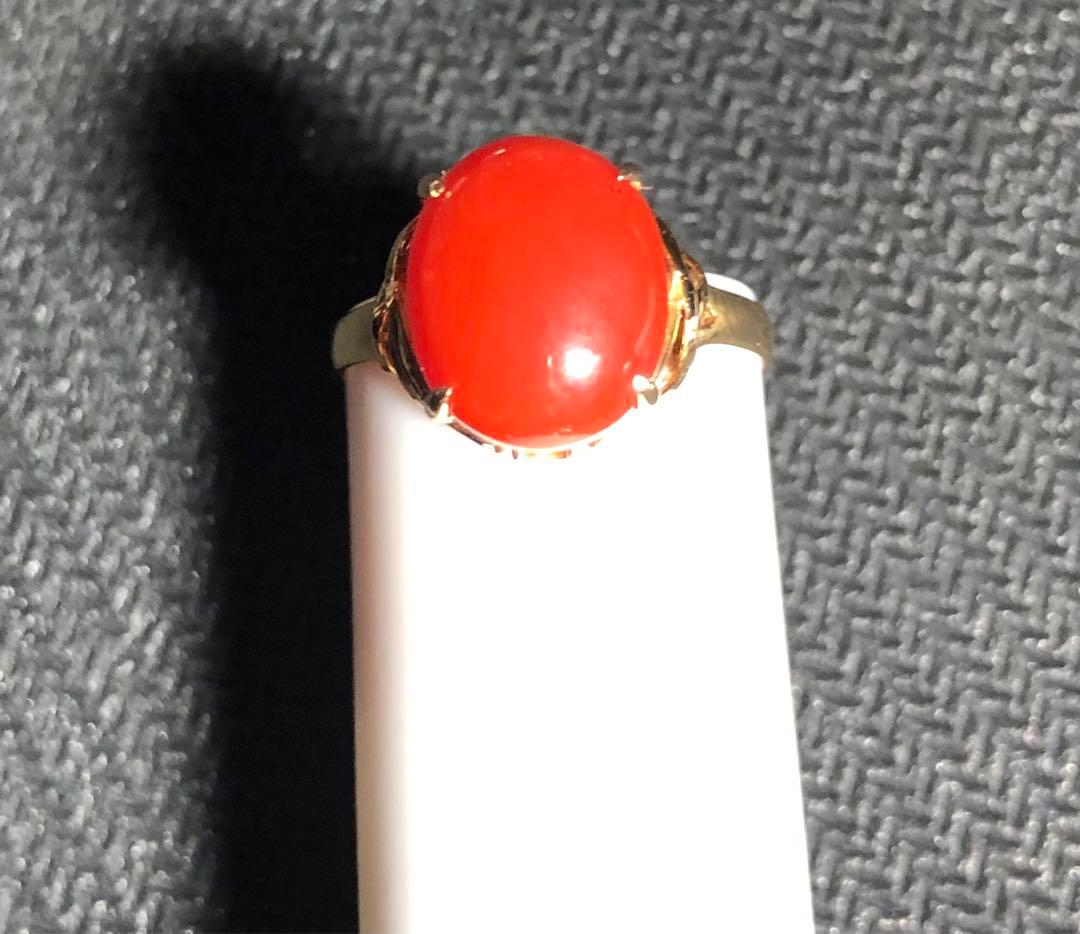 天然　珊瑚　リング　指輪　k18 高知サンゴ工房