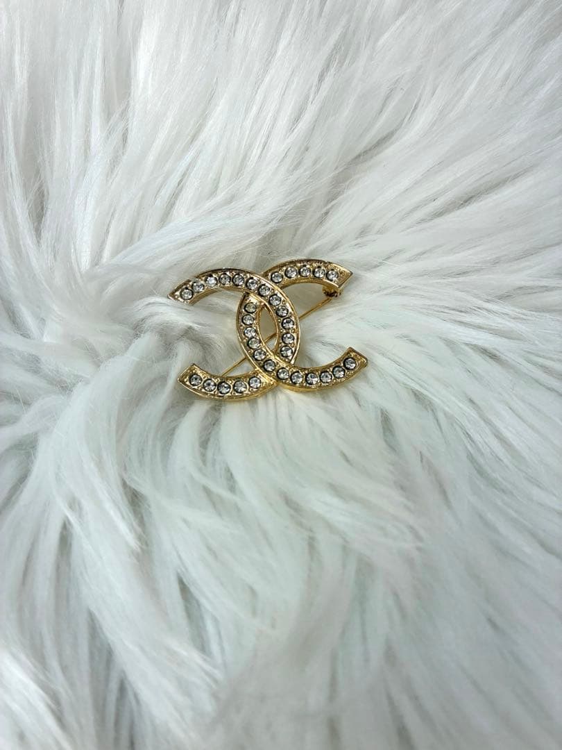 CHANEL シャネル オールド ヴィンテージ ココ ラインストーン ブローチ