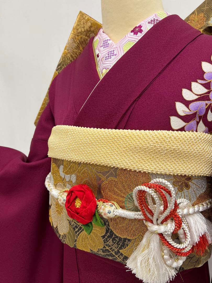 振り袖　フルセット　別誂長襦袢付　金彩加工　金駒刺繍　成人式　蝶々　643