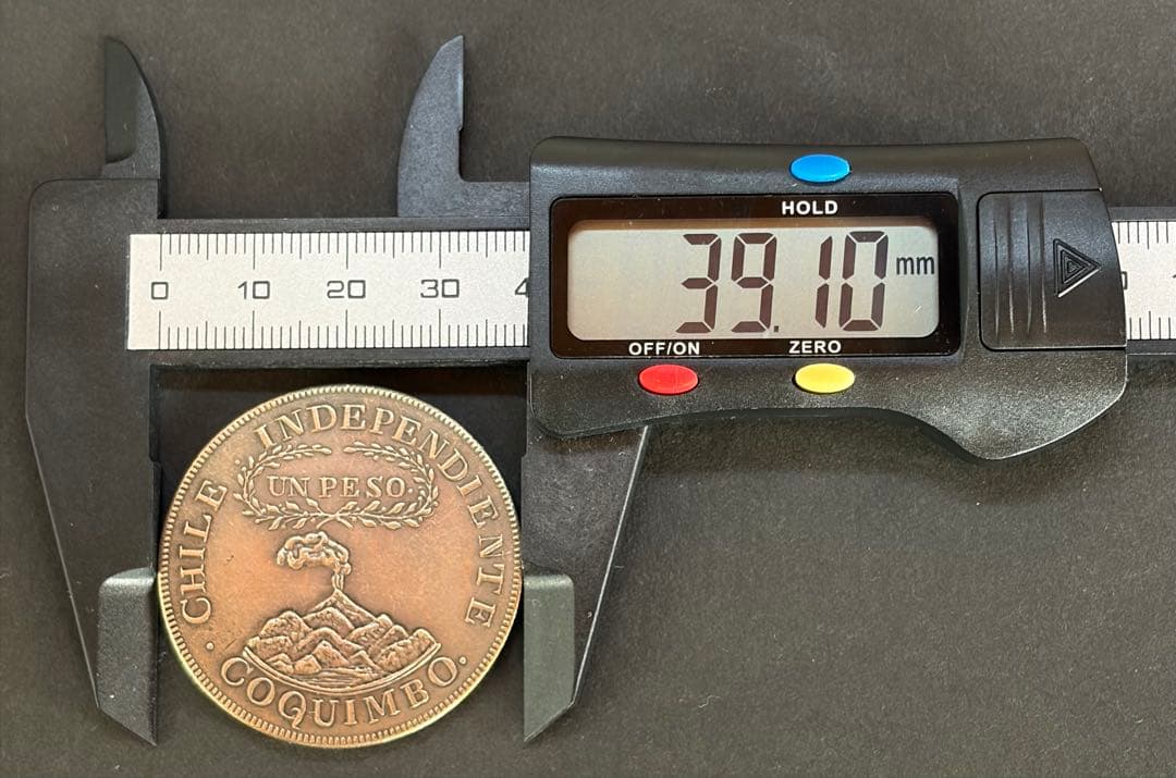 1828年 チリ 1ペソ銀貨 COQUIMBO 独立 火山 自由帽 大型39mm
