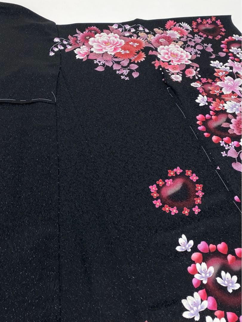 ブランド振袖 仮絵羽 Angel Heart 銀通し 正絹 未仕立て品 八掛付き