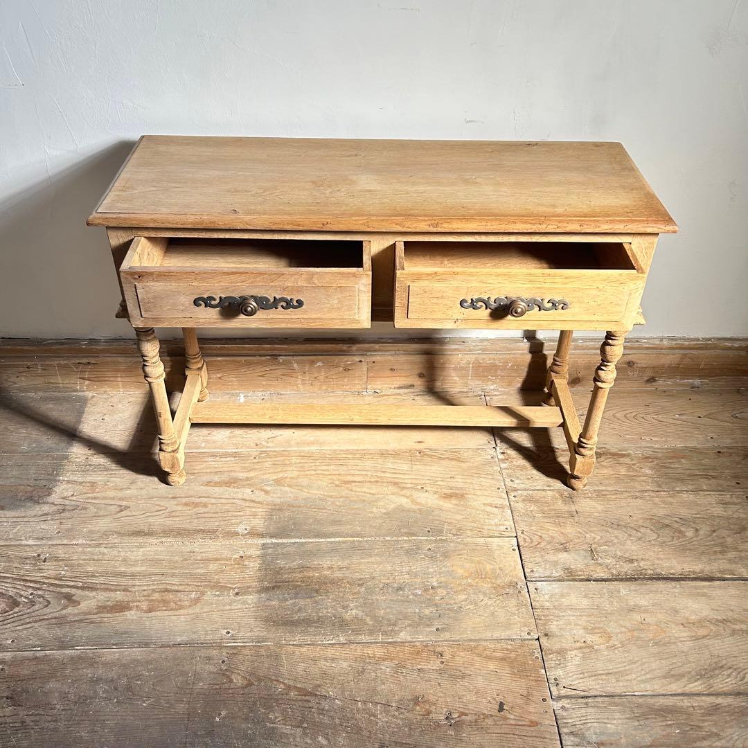 フランス アンティーク サイドテーブル 引き出し2杯　木製 コンソール　剥離