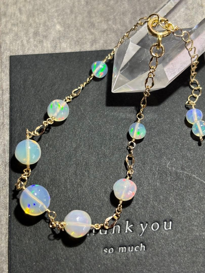 【桃色の雲】エチオピア産オパール丸玉✴︎14kgfブレスレットB141他