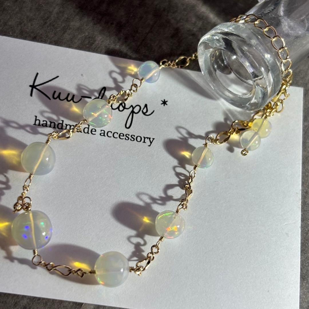 【桃色の雲】エチオピア産オパール丸玉✴︎14kgfブレスレットB141他