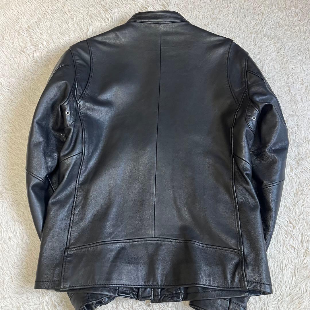【美品】ユナイテッドアローズ 羊革 シングルライダース レザージャケット 黒 L