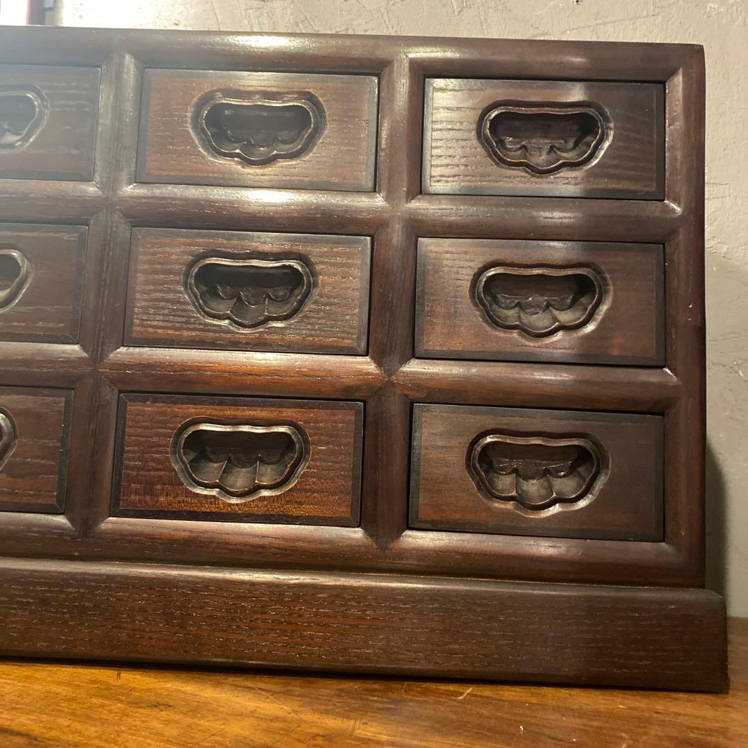 高級薬箪笥 小引き出し12杯 花梨 インテリア 収納 和家具